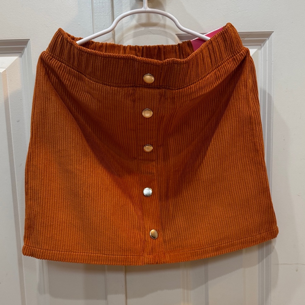 NWT Isaac Mizrahi Vibrant Orange Corduroy Skirt SIZE 7/8 Brand New
